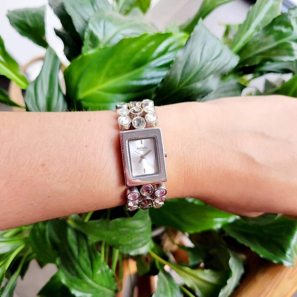 Classic Infinite Rhinestone Silver Watch - Picture 5 of 10
